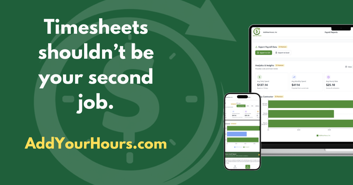 AddYourHours — 1099 Contractor Timesheet Management